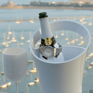 Ensemble de verres à vin en plastique PP transparent blanc et noir de 3,2 L, flûtes, gobelets, seau à glace pour champagne et vin rouge avec poignée - Product Image 2