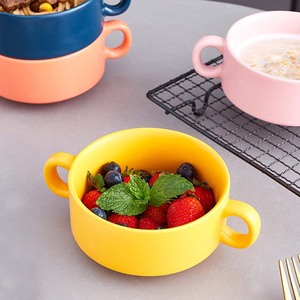 Tazón de Sopa de Cerámica Blanco Creativo al por Mayor, Tazón de Fideos de Cerámica de 4 Pulgadas, Tazón de Ensalada de Porcelana con Asa para Lavavajillas - Product Image 2