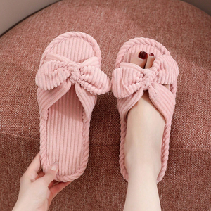 Zapatillas <span class=keywords><strong>de</strong></span> casa <span class=keywords><strong>de</strong></span> <span class=keywords><strong>pana</strong></span> con lazo para mujer, suaves, informales, silenciosas, ligeras, para otoño e invierno, <span class=keywords><strong>sandalias</strong></span> para mujer - Product Image 2