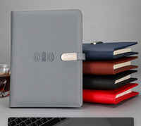 Coffret cadeau A5 carnet de notes avec batterie externe de 8000 mAh pochette de rangement dans la couverture stylo à encre gel noir cadeaux fantaisie 5W chargeur sans fil U disk