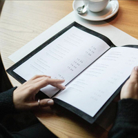 Folder Menu Kulit Kustom dengan Tali Elastis, Buku Menu Restoran Bersampul Keras