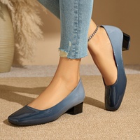 Chaussures élégantes pour femmes à bout carré et talon haut, en cuir verni, semelle extérieure en caoutchouc souple, talon bloc – Sexy, matures, grandes tailles