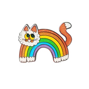 En gros Pin's de revers chat en émail plaqué or avec impression sérigraphiée à paillettes - Product Image 3