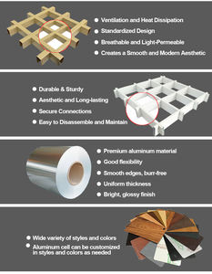 Plafond acoustique en aluminium - Panneaux de grille absorbant le son pour la réduction du bruit - Grilles de plafond - Product Image 5