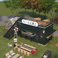 Restaurant modulaire préfabriqué en acier de 40 pieds avec cuisine intégrée pour bar, bistrot, commerce, kiosque mobile