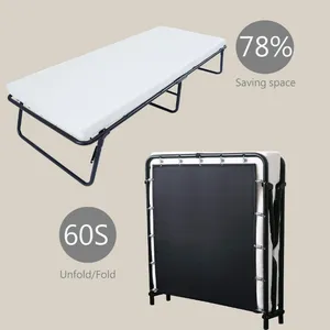 ZDC-4 Guest Bed Cot Fold Out Bed - Portable Folding Bed Frame with Thick Memory Foam Mattress for Spare Bedroom