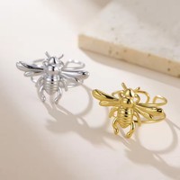 Bague ouverte Abeille Mignonne pour Femme en Acier Inoxydable Couleur Or, Bagues de Doigt Tendance, Bijoux Animaux Insectes, Cadeau, Vente en Gros