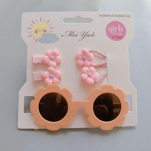 Lunettes de soleil d'été de style coréen avec petit visage Pince à cheveux Cartoon Bandeau Accessoire Style Artistique Rétro Ensemble de lunettes de soleil pour enfants - Product Image 4
