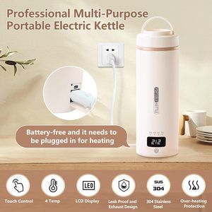 Bouilloire électrique portable mini 500 ml en acier inoxydable avec contrôle numérique de la température, usage domestique, puissance 1000 W, couleur blanche K001 - Product Image 2