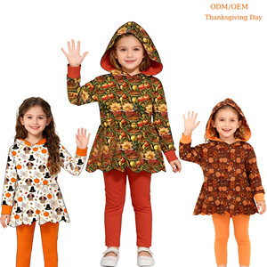 Conjunto Informal de Primavera para Niña, <span class=keywords><strong>Sudadera</strong></span> con Capucha y Leggings Ajustados, Estampado de Calabaza y Pavo - Product Image 2
