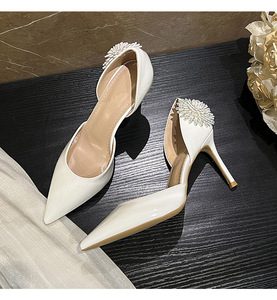 Rhinestone Flower Stiletto Heel 2026 Patent Leather Pointed Toe 6CM/8CM/10CM Women's Single <b>Shoes</b> Heels - Product Image 6