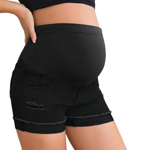 Shorts <span class=keywords><strong>en</strong></span> <span class=keywords><strong>jean</strong></span> <span class=keywords><strong>de</strong></span> maternité pour femmes, ourlet plié, extensibles, confortables, décontractés, sous le ventre, vêtements <span class=keywords><strong>de</strong></span> <span class=keywords><strong>grossesse</strong></span> d'été avec poches - Product Image 2