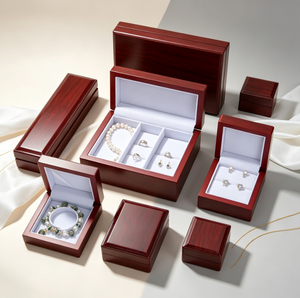 Multi-Size Glossy Wooden Texture Jewelry <b>Box</b> Set, Rigid Jewellery <b>Gift</b> Case for Ring Earring <b>Necklace</b> Bracelet Packaging - Product Image 5