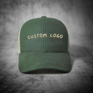 Casquette de camionneur verte en maille avec logo brodé sur le panneau avant, 6 panneaux, réglable, unisexe, décontractée, 100 % coton - Product Image 1
