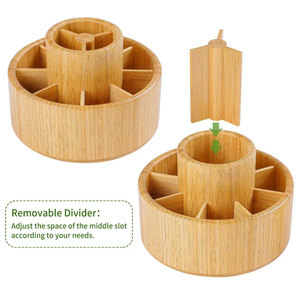 Bambus 11-Fächer Rotierender Stifthalter Holz-Stiftehalter und Organizer für Schreibtisch oder Schule zur Aufbewahrung von Kinderkunst - Product Image 4