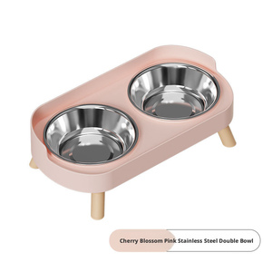Ensemble de gamelles surélevées 2-en-1 en acier inoxydable écologique pour animaux de compagnie, double mangeoire antidérapante pour chats et chiens, avec support surélevé pour une alimentation lente - Product Image 6