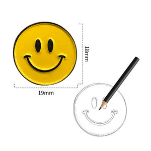 Personalizado lindo amarillo azul Rosa rojo sonrisa cara Zine aleación forma redonda broche Pin regalo - Product Image 1