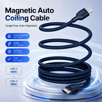 Câble magnétique USB-C 240W PD Charge rapide 5A Synchronisation des données Blindé tressé Type-C vers Type-C 2m Noir OEM ODM