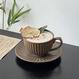 कस्टम लोगो सिरेमिक कैप्पुकिनो कप सॉकर सेट कॉफी मग के साथ ट्रे हस्तनिर्मित कप - Product Image 5