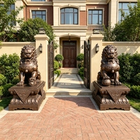 Grande sculpture de lion chinois en bronze et laiton pour extérieur, taille réelle, décoration de jardin et de maison avec impression offset, grande statue de lion à vendre