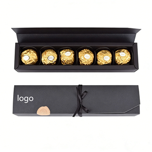 Factory Direct Customizable Matte Black Chocolate Box With <b>Ribbon</b> Food-Safe Ideal for Truffle & Candy Packaging - Product Image 2