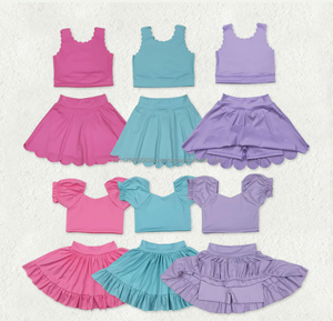 Nouveautés RTS : Ensembles de vêtements pour bébés filles, enfants, chemises sans manches, jupes à volants, shorts, ensembles de yoga et de sport - Product Image 5