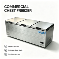 Réfrigérateur horizontal 1380L, congélateur commercial, contrôle numérique de la température, R290, refroidissement direct, acier inoxydable