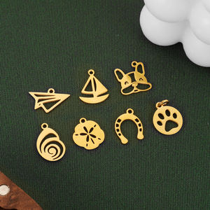 Olivia - Dije de Acero Inoxidable con Baño de Oro de 18k, Diseño de Árbol de Coco, Flor, Concha, Hoja, Cactus, para Hacer Joyas - Product Image 6