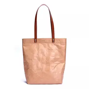 High Quality Waterproof Tyvek Paper Handbag Light Recycled Portable Shopping Bag With PU Handles Custom Reusable Casual Tote Bag