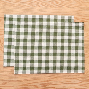 Washable 100% Cotton Yarn-dyed Chambray Green White <strong>Set</strong> of <strong>Napkin</strong> Placemat Kitchen Decor - Product Image 1