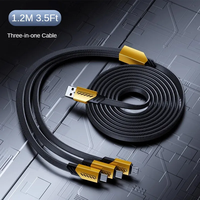 Cable de Carga Múltiple USB Tipo C PD de 65 W, 3 en 2, Cable de Datos USB Multifuncional de Carga Rápida