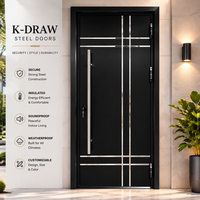 Porte d'entrée en métal de luxe pour villa, porte extérieure moderne, porte de sécurité en acier inoxydable