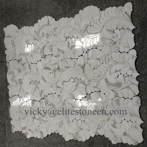 Kitchen Backsplash Tile Mosaic Home Decor <strong>Peel</strong> and <strong>Stick</strong> Tile <strong>Leaf</strong> Shaped Natural Carrara Marble Mosaic Tile