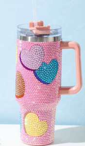 Tazze Termiche da 40oz con 18 Colori per San Valentino, Motivo Labbra e Cuore, in Acciaio Inox con Strass, Regalo per Donne - Product Image 4