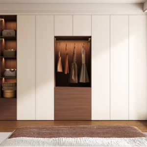 Armoire de chambre à coucher en bois durable sur mesure de luxe avec un design moderne pour les appartements et les hôtels Installation murale - Product Image 1