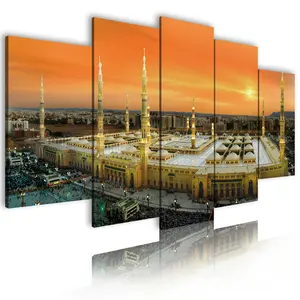 2021 Canvas painting wall art 5 decorative pictures for living room Muslim architecture bedroom Islamic prints