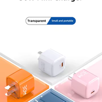 Pengisi daya Cepat warna-warni PD 30W Gan, pengisi daya ponsel dinding USB C ukuran Mini satu tipe-c Port adaptor daya