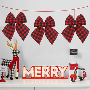 Lazos Navideños a Cuadros, Adornos para Decoración de Interiores, Decoración Navideña, Adornos para Árbol de Navidad - Product Image 1