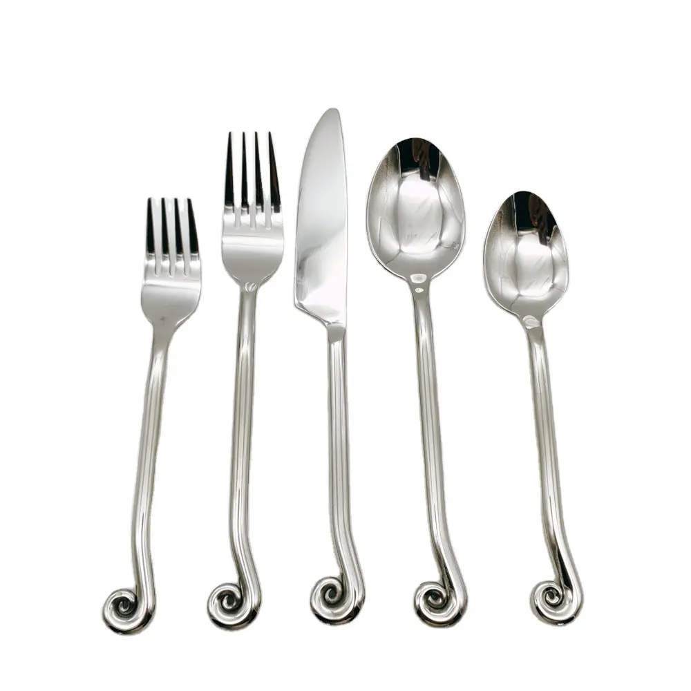 Twist Xoắn Ốc Handmade Rèn Dao Kéo Flatware Set