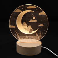 Sweet Dreams 3D Illusion Lampe Acrylique Laser Veilleuse Acrylique Lumière D'humeur Avec Base En Bois Led