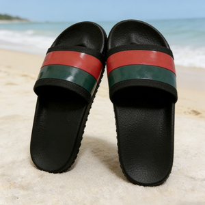 Sandales plates rayées de luxe sur mesure pour femmes 2026, chaussons d'extérieur haut de gamme, claquettes de mode en gros - Product Image 5