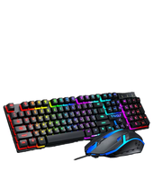 Clavier de jeu TF200 et ensemble de souris Clavier de jeu filaire étanche Combo Rainbow LED rétro-éclairé Clavier filaire pour PC Gaming