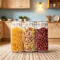 Frascos de Vidrio Herméticos con Tapas de Cierre, Recipientes de Vidrio Transparente para Encurtir, Conservar, Fermentar y Preservar Alimentos