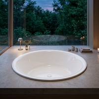 Baignoire ronde blanche à encastrer, profonde, en acrylique, pour projets hôteliers et villas, directement de l'usine