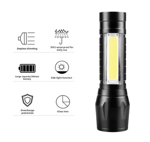 ไฟฉาย LED แบบพกพา ชาร์จซ้ำได้ พร้อมคลิปหนีบปากกา ซูมได้ กันน้ำ มีไฟด้านข้าง ใช้สำหรับตั้งแคมป์กลางแจ้ง หรือในกรณีฉุกเฉิน - Product Image 5