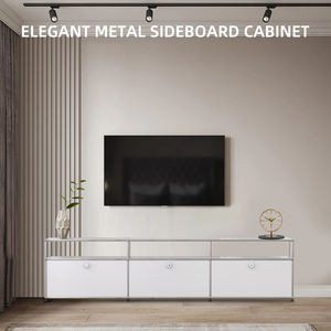 Молочно-белая металлическая мебель, шкаф для телевизора из нержавеющей стали в китайском стиле, модульная мебель большой емкости - Product Image 5