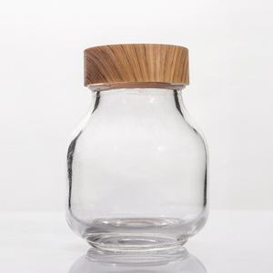 Pot de conservation rond en verre avec couvercle en bambou, récipients de rangement, pots à aliments, salière et poivrière - Product Image 1