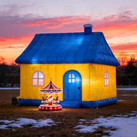 Cabane gonflable commerciale de Noël pour photomaton, décoration de maison de Père Noël, boutique pop-up gonflable pour la décoration des fêtes