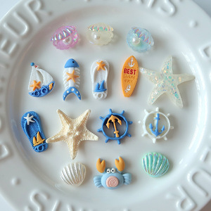 <span class=keywords><strong>Série</strong></span> Thème Océan : Accessoires de Bijoux en Résine (Voilier, Ancre, Coquillage), Matériaux DIY pour Coques de Téléphone, Porte-clés et Artisanat – Vente en Gros - Product Image 1