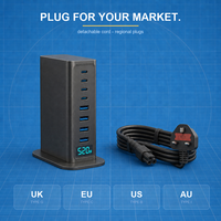 Chargeur GaN 8 ports 520W, station de charge multi-ports pour bureau, 4C PD100W 4A QC30W, écran intelligent, compact pour ordinateur portable